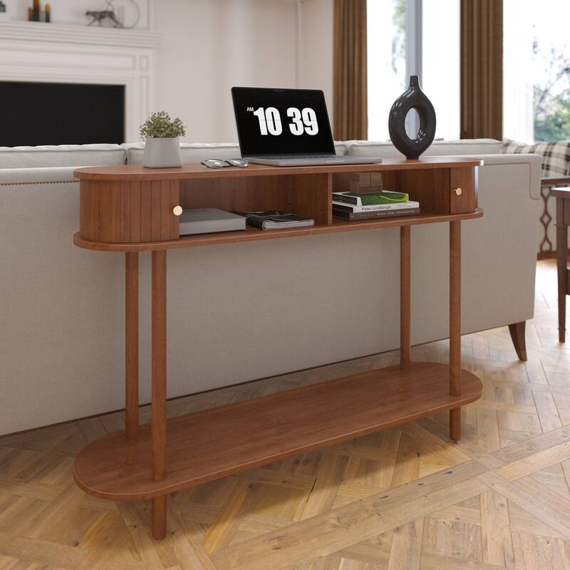 Modern Console Table with Wood Tambour Door