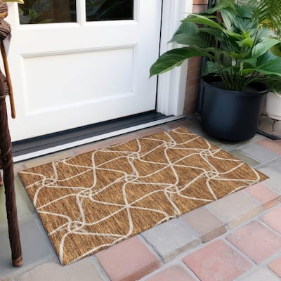 Machine Washable Indoor/ Outdoor Contemporary Links Chantille Rug