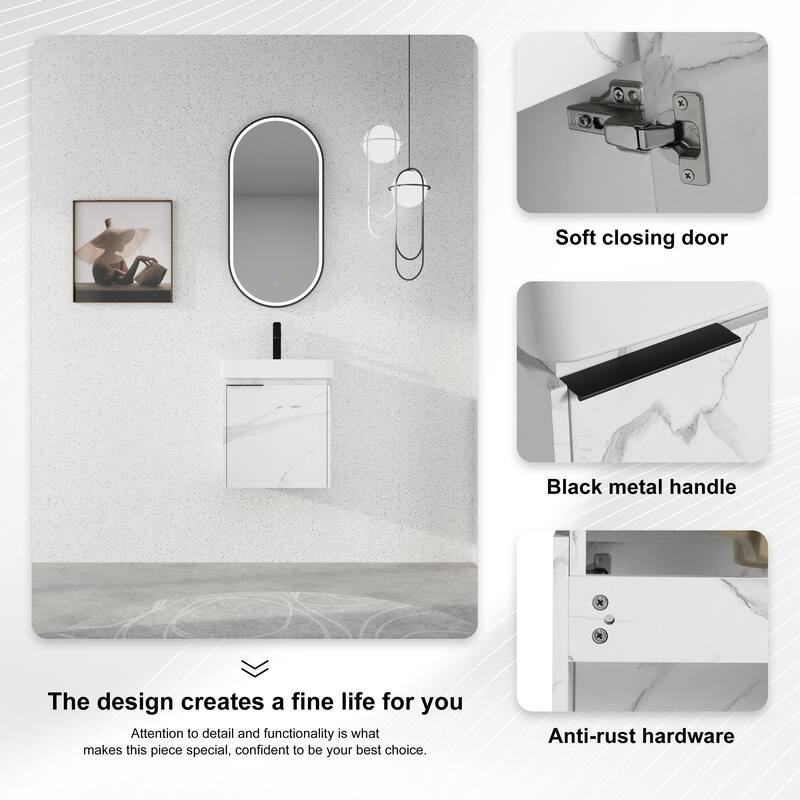Beingnext 16''/20''/24"/30"/36" Bathroom Vanity with Sink, Floating Bathroom Vanity with Soft Close Door