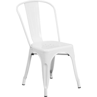 Shop Collins White Metal Indoor Outdoor Patio Bar Stackable Chair W Vertical Slat Overstock 15942800