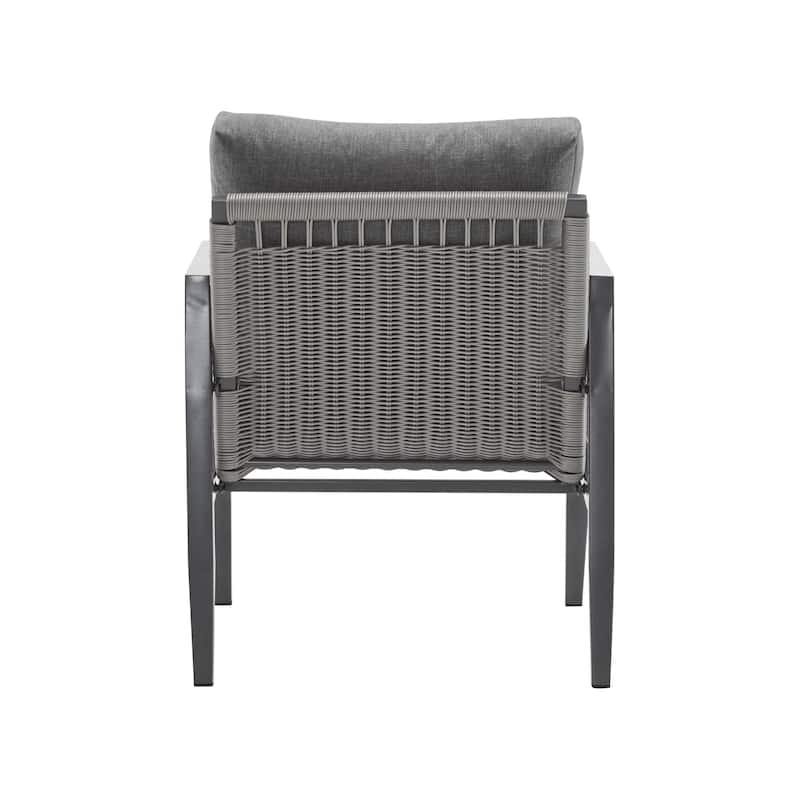 [Set of 2] Aluminum Lounge Chair with Sleek Rope Accents and Comfortable Cushions, Perfect for Modern Outdoor and Indoor Spaces
