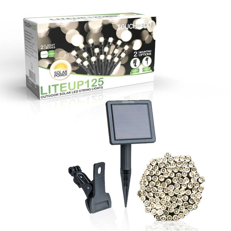 Holiday LITEUP 125 Solar Powered LED Christmas String Light - Warm White (1,2 or 4 Pack)