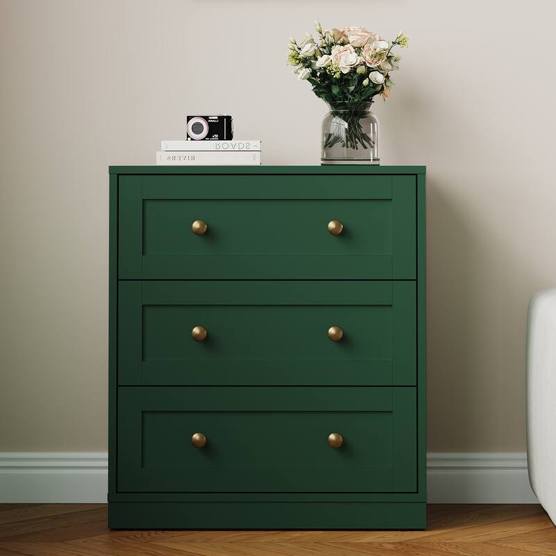 Modern Night Stand Set of 2 with 3 Drawers