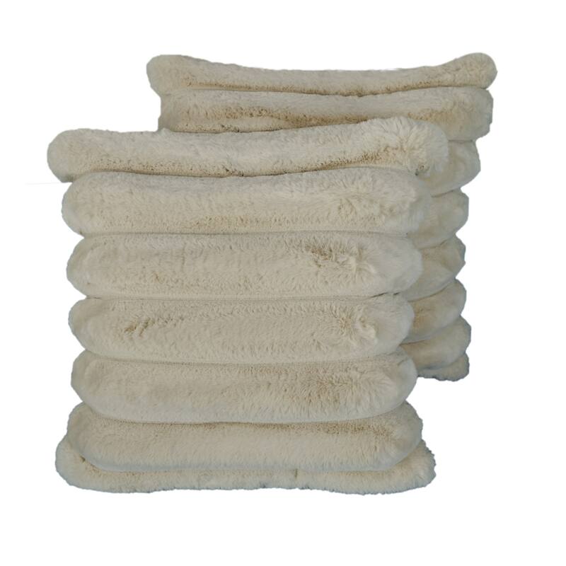 Madrid Collection Ultra Soft Ribbed Faux Fur Throw Pillow