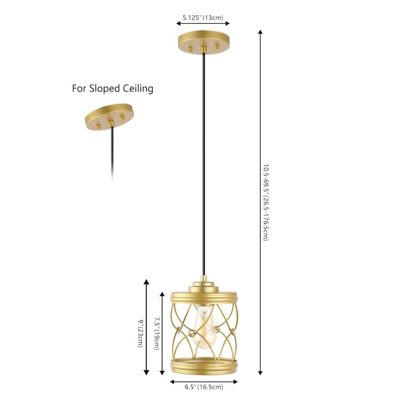 Helisa 6.5" 1-Light Farmhouse Industrial Iron Filigree Caged Jar LED Pendant, (Set of 3) by JONATHAN Y