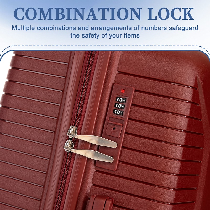 3-Piece, Modern Luggage Sets, Multi-functional Luggage with Spinner Spinner and Combination Lock, for Boarding Travel, Red