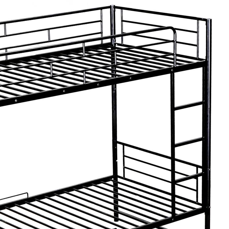 Metal Bunk Bed with Shelf and Guardrails（Full Over Full/Twin Over Twin）