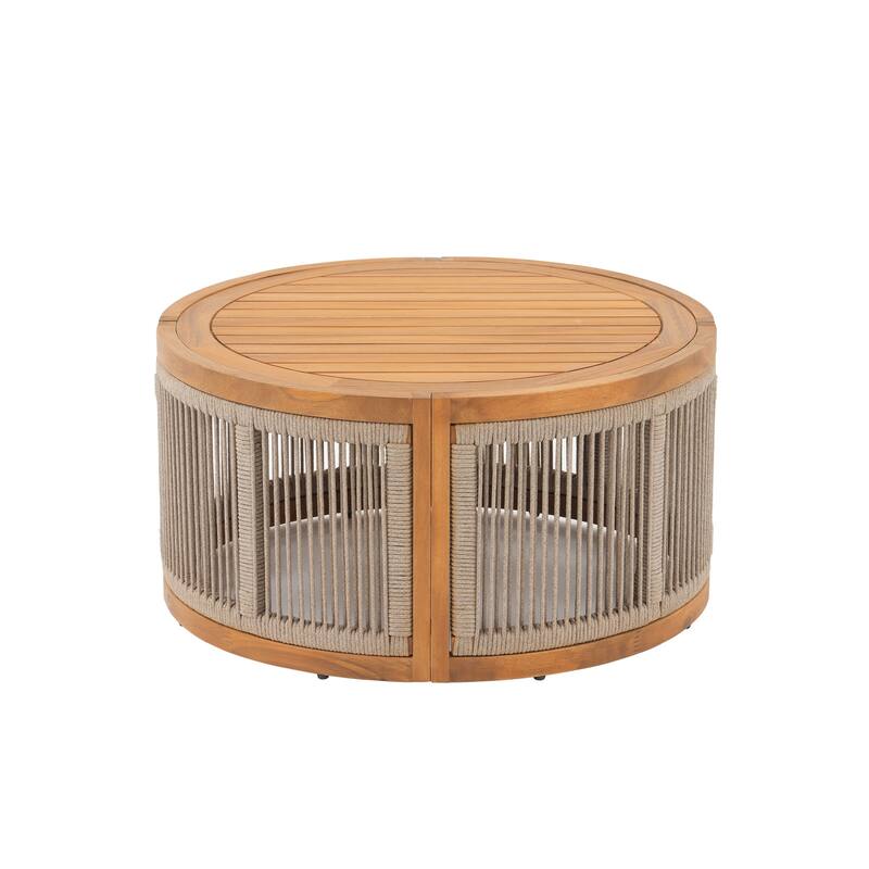 Outdoor 2-personWooden Conversation Sofa Set