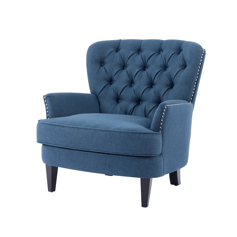 Reception Chair Versatile Side Chair Upholstered Lounge Chair Navy Blue Office Chair with Nailhead Trim