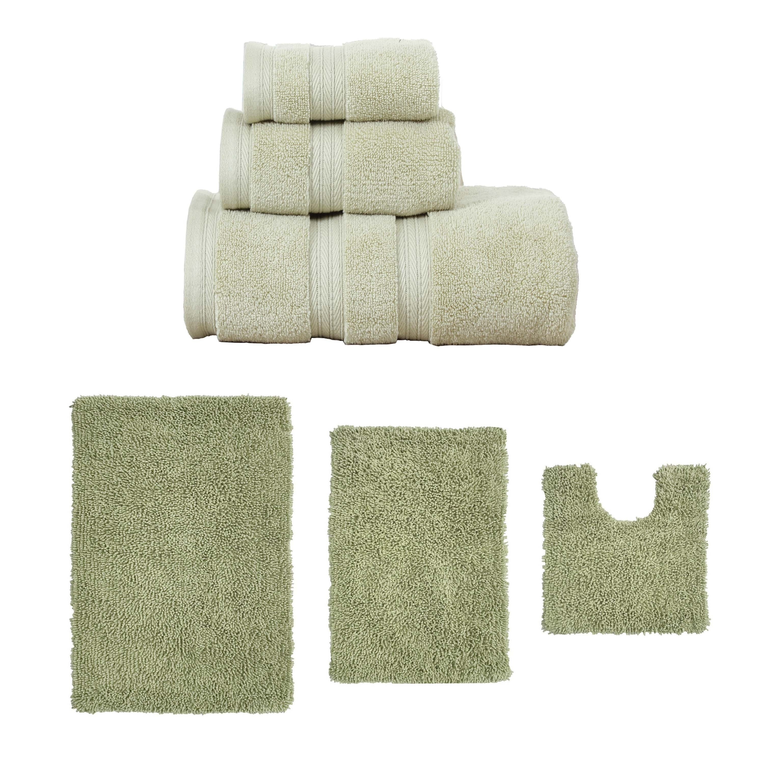 Home Weavers Fantasia Collection 100% Soft Cotton Super Absorbent 3 Pc Towel Set & 3 Pc Bath Rug Set, Machine Wash (Set of 6)