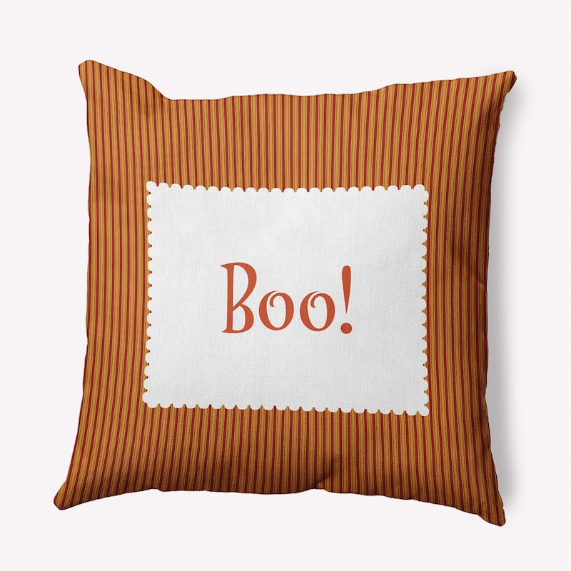 Halloween Boo Ticking Accent Pillow - Dark Red - 18" x 18"