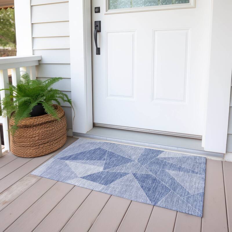 Machine Washable Indoor/ Outdoor Chantille Modern Mosaic Rug
