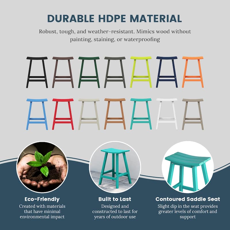 Laguna Hdpe All Weather Outdoor Patio 24" Saddle Seat Counter Stool