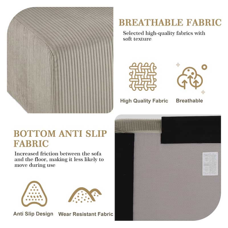 Corduroy Upholstered Modular Sectional Sofa with Ottoman