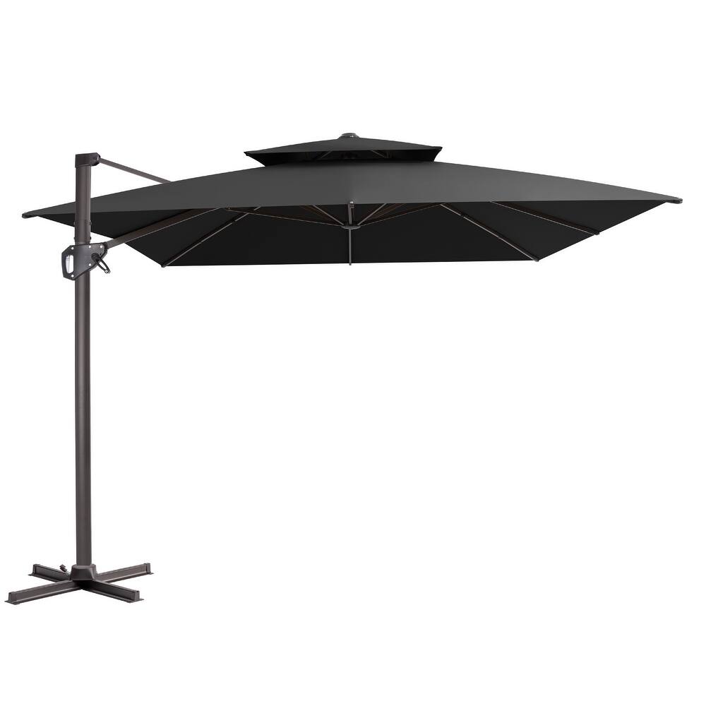 VredHom Outdoor 9x11FT Patio Aluminum Dual Top Cantilever Offset Umbrella