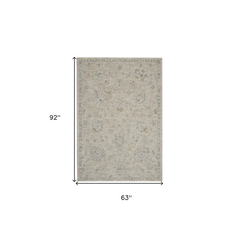 HomeRoots Floral Medallion Rustic Rectangle Area Rug - 92.00 in. x 63.00 in. x 0.50 in.