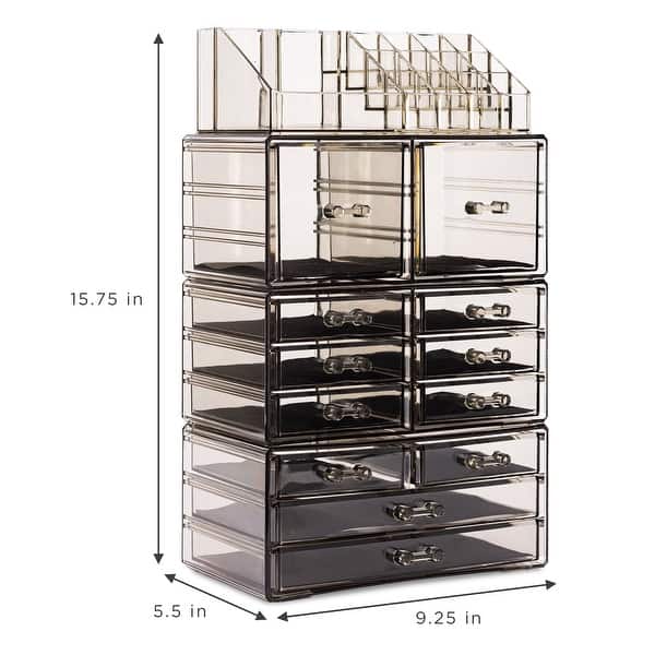 iDESIGN Clear Plastic 4-Tier Sectioned Kitchen Organizers, Set of 4