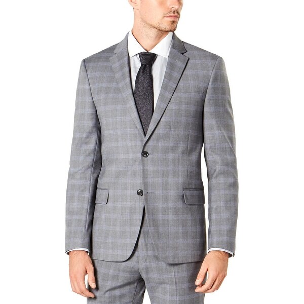 tommy hilfiger blue plaid suit