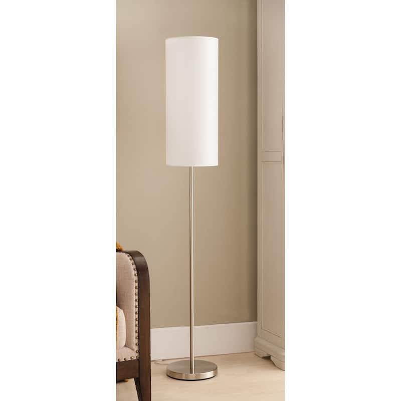 Brushed Nickel With White Fabric Shade Floor Lamp