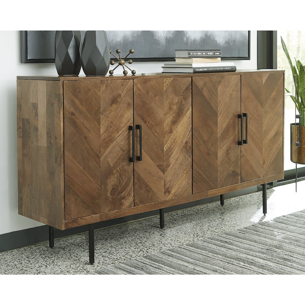 Signature Design by Ashley Prattville Brown Accent Cabinet - 68"W x 16"D x 36"H