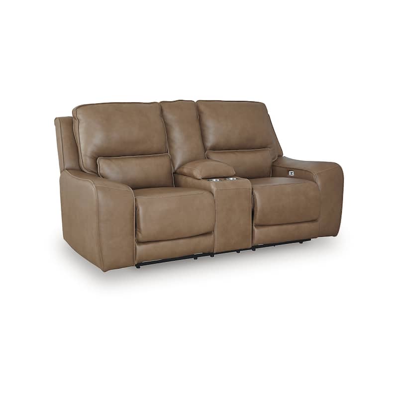 Signature Design by Ashley Spear Hill Brown Power Reclining Loveseat with Console - 81" W x 43" D x 42" H
