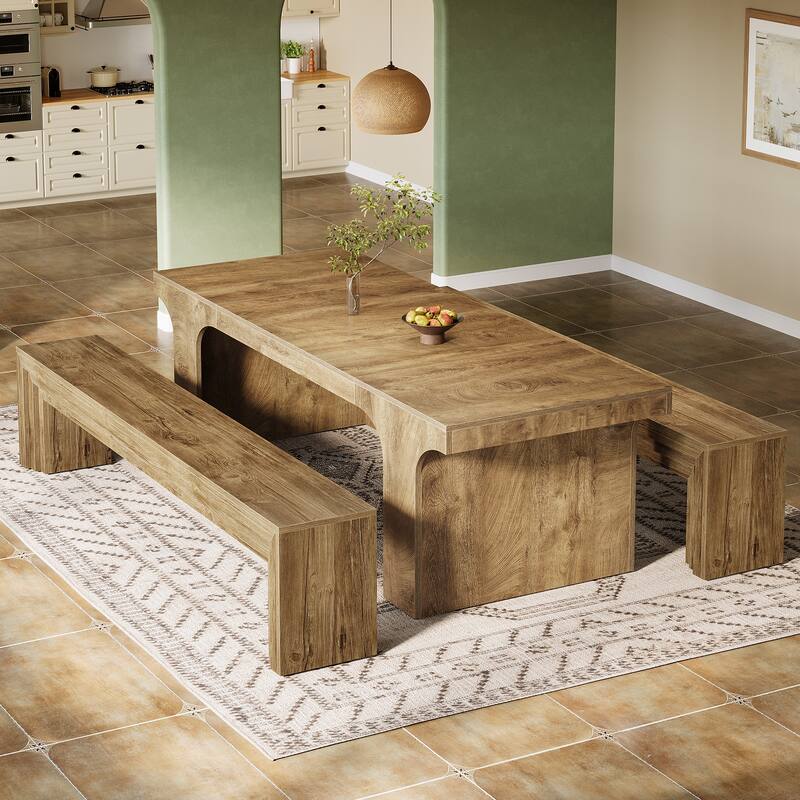 70.9-Inch Wooden Dining Bench, Extra Long Kitchen Bench Seating for Dining/Living Room, Entryway, Bedroom