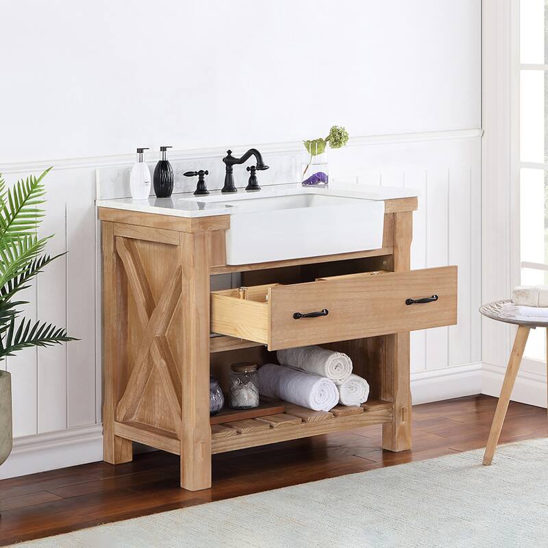 Villareal Bath Vanity with Composite Stone Top without Mirror