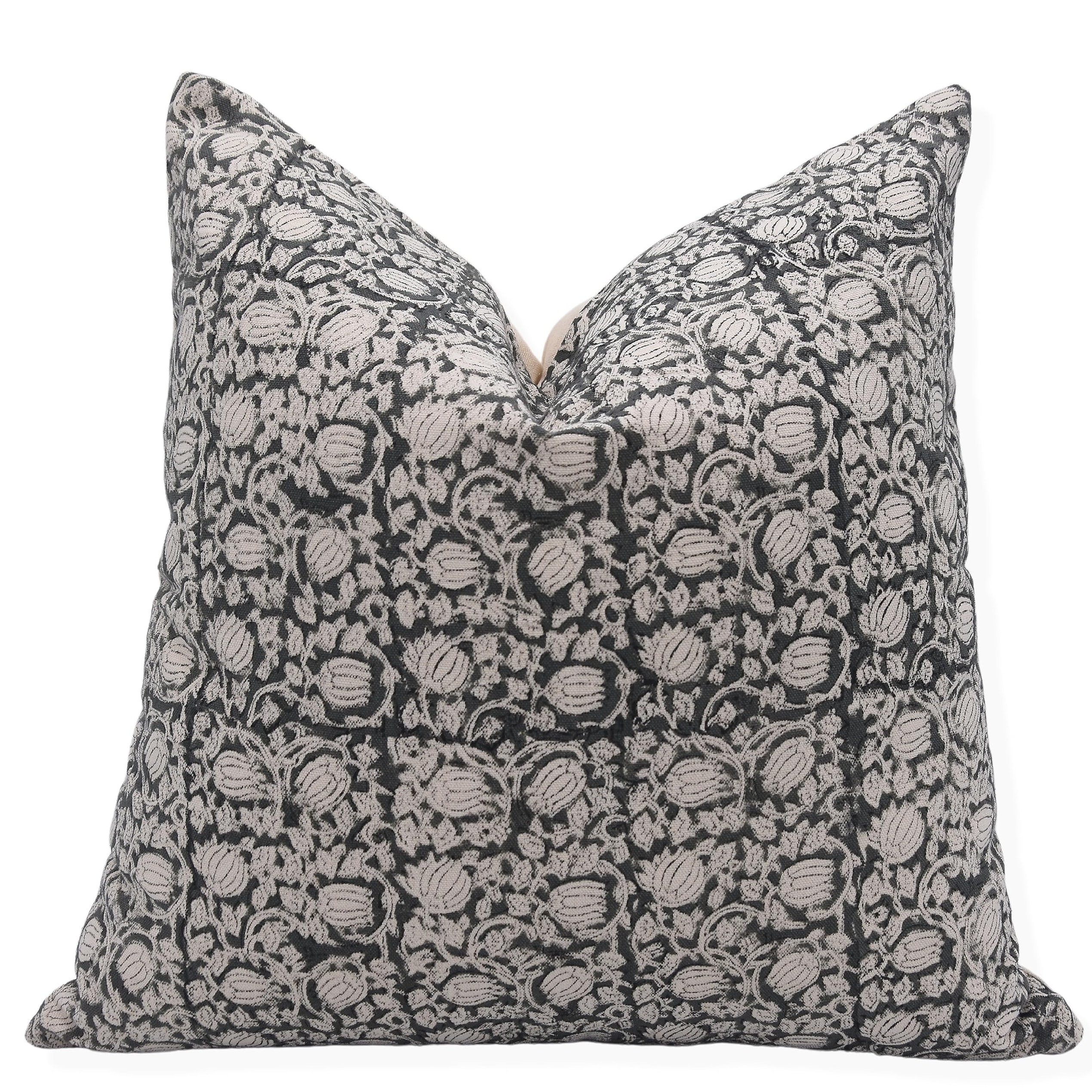 Fabdivine Farmhouse Cotton Handmade Dark Grey Pillow Cover Sofa or Home, 8 Kamal