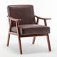 preview thumbnail 52 of 83, Homy Casa Mid-Century Modern Accent Chair, Solid Wood Frame, Extra-Thick Backrest, Wingback Lounge Chair Indoor Brown - Fabric