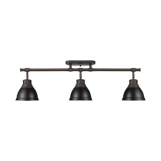 Yep by Golden Lighting Duncan 3-light Semi-Flush Mount in Rubbed Bronze and Matte Black shade