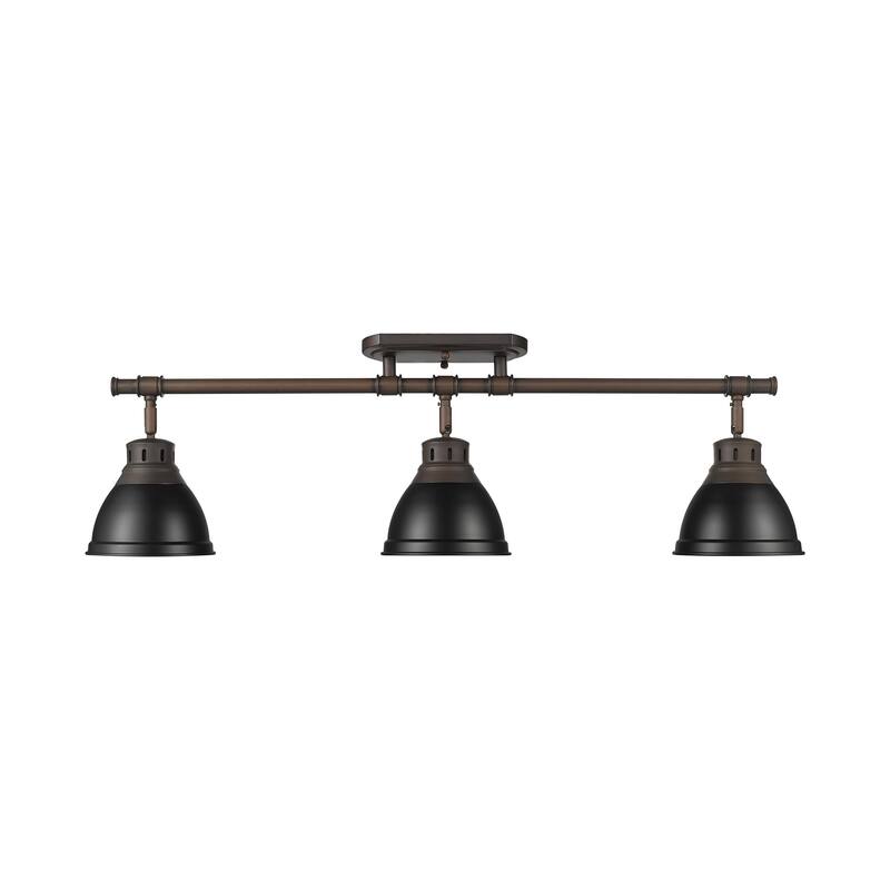 Yep by Golden Lighting Duncan 3-light Semi-Flush Mount in Rubbed Bronze and Matte Black shade