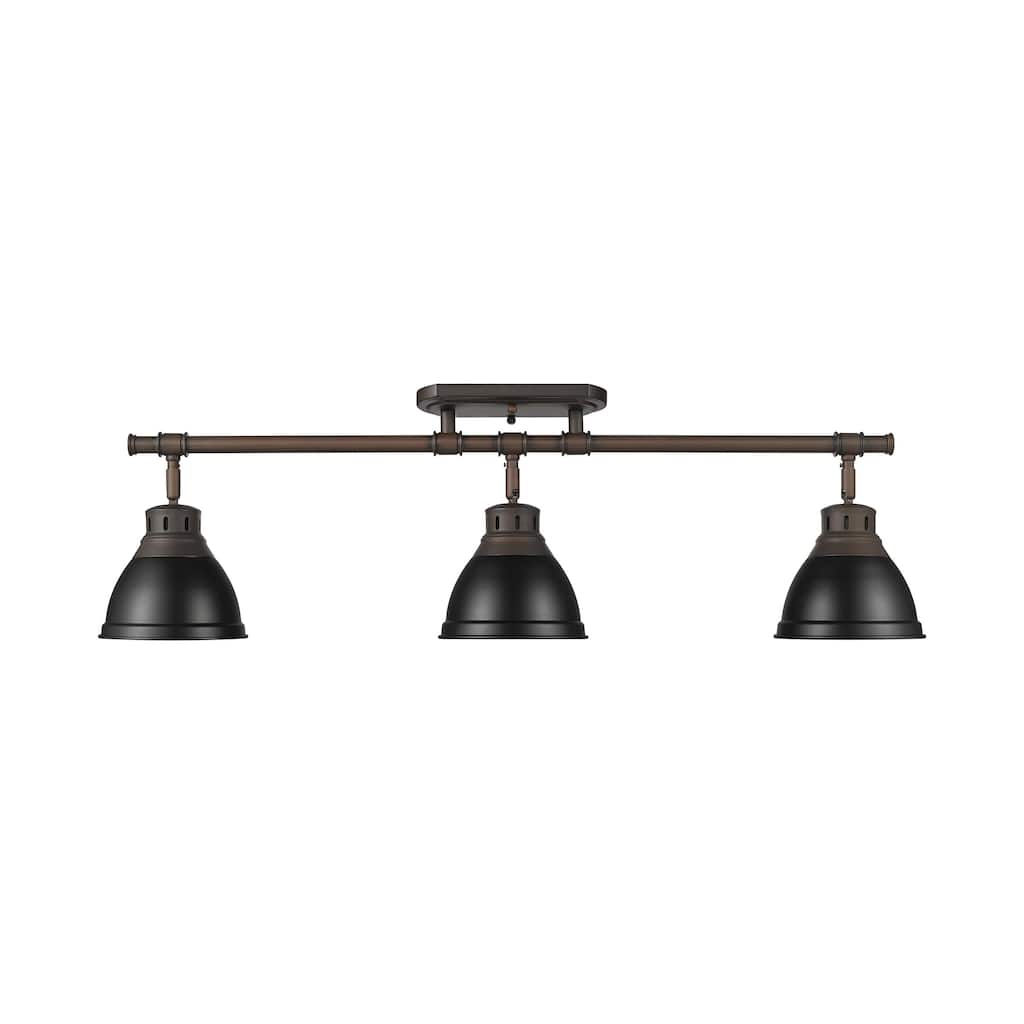 Yep by Golden Lighting Duncan 3-light Semi-Flush Mount in Rubbed Bronze and Matte Black shade