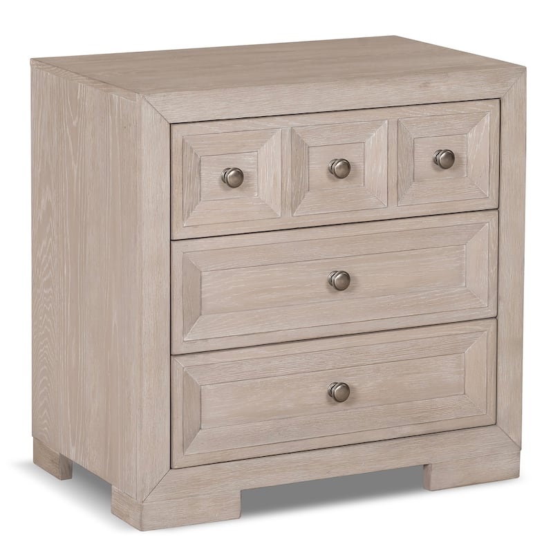 Furniture of America Durem Modern Classic Wood 3-Drawer Nightstand with USB Ports