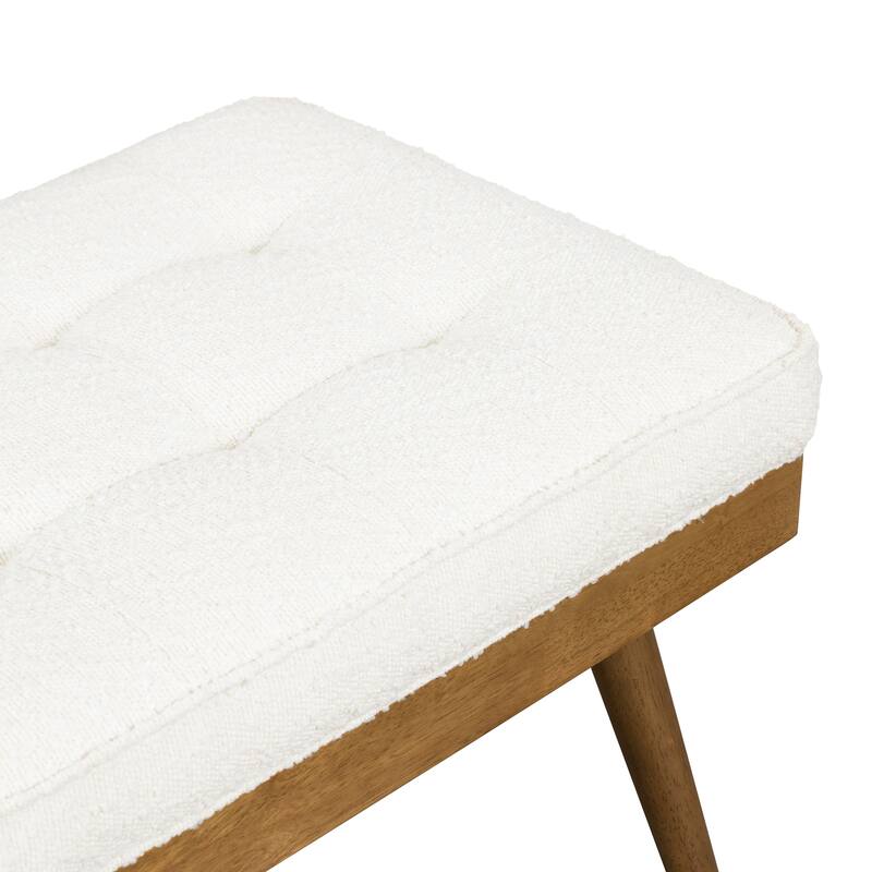 Poly & Bark Luca Fabric Bench - Tufted Seat with Solid Wood Legs