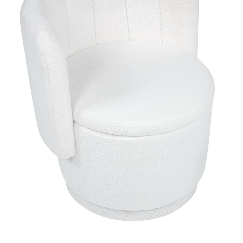 Swivel Accent Chair with Curved Backrest, Boucle Upholstered Lounge Chair, Barrel Sofa Chair with Hidden Storage