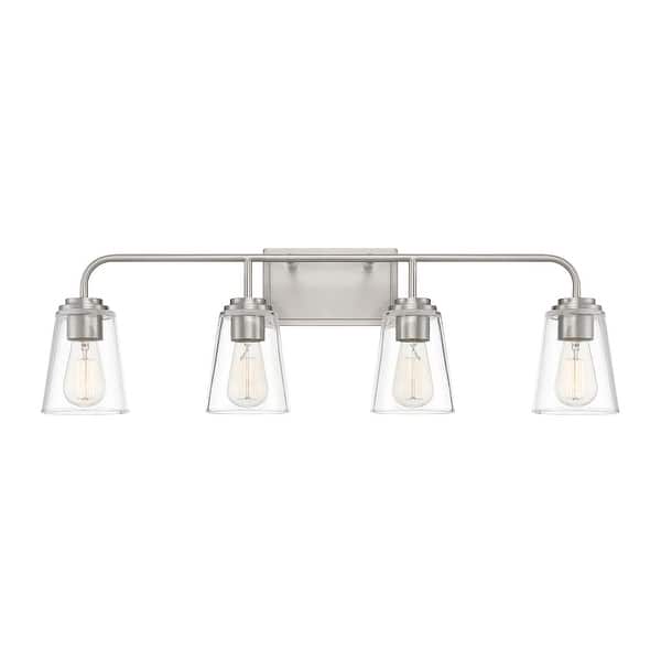 slide 2 of 11, Meridian M80045 4 Light 32" Wide Bathroom Vanity Light with Tapered Brushed Nickel