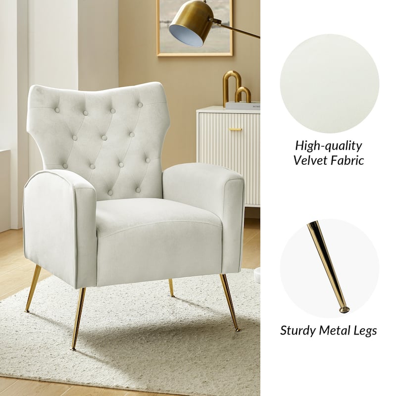 Abadiana Accent Tufted Chair with Metal Base by HULALA HOME