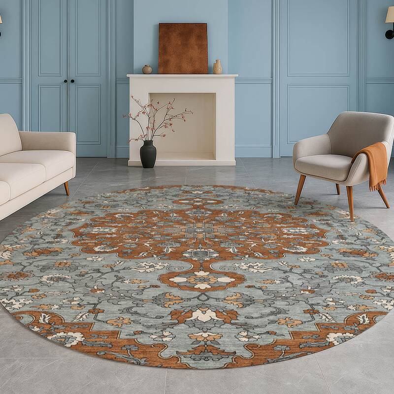 Machine Washable Indoor/ Outdoor Traditional Savannah Chantille Rug