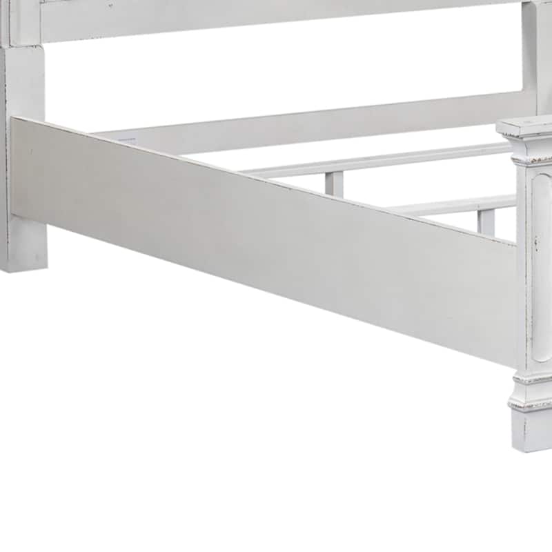 Magnolia Manor Antique White Weathered Bark California King Panel Bed
