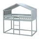 preview thumbnail 3 of 7, Gray Twin Over Twin Pine Bunk Bed with Tent, Playhouse, Fence, Storage