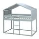 preview thumbnail 5 of 34, Twin Over Twin House Bunk Bed with Tent, Solid Wood Double Bedframe