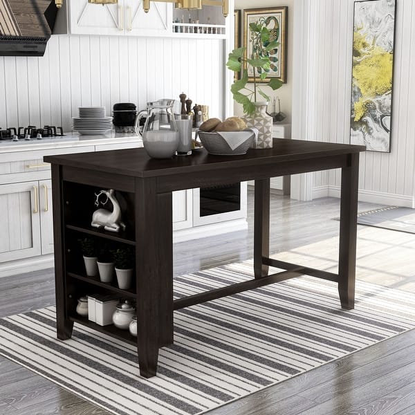 slide 2 of 4, Furniture of America Blye Rustic Grey 60-inch Solid Wood Counter Table
