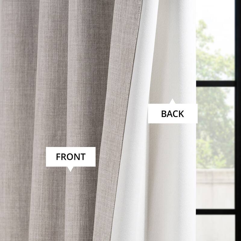Exclusive Fabrics Grommet Textured Faux Linen Room Darkening Curtains for Bedroom & Living Room Curtains (1 Panel)