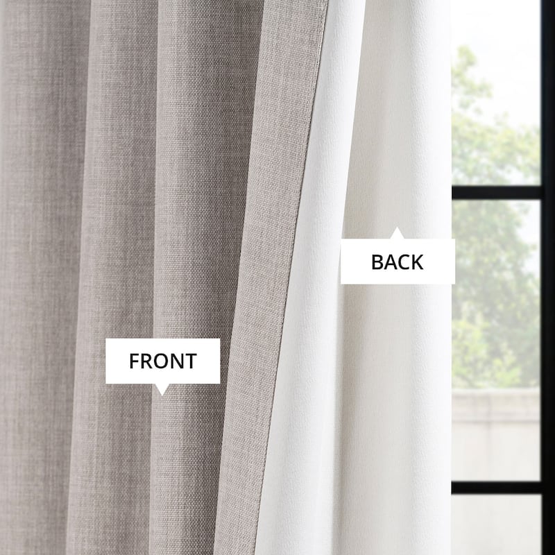 Exclusive Fabrics Textured Faux Linen Extra Wide Room Darkening Curtains for Bedroom & Living Room Curtains (1 Panel)
