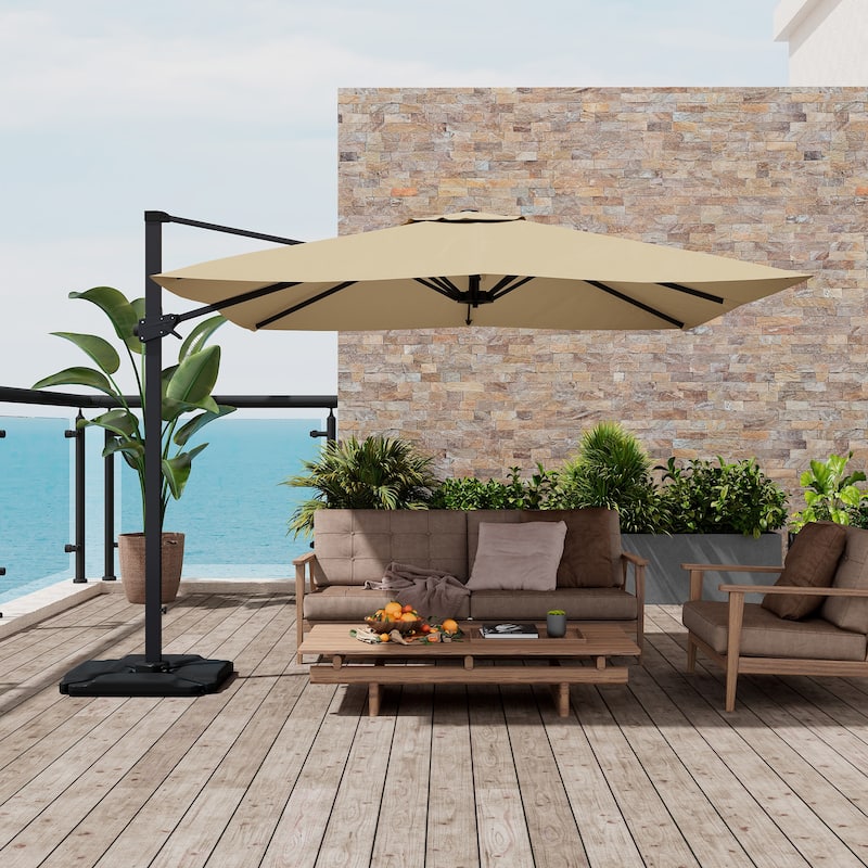 10FT Square Cantilever Patio Umbrella with Base