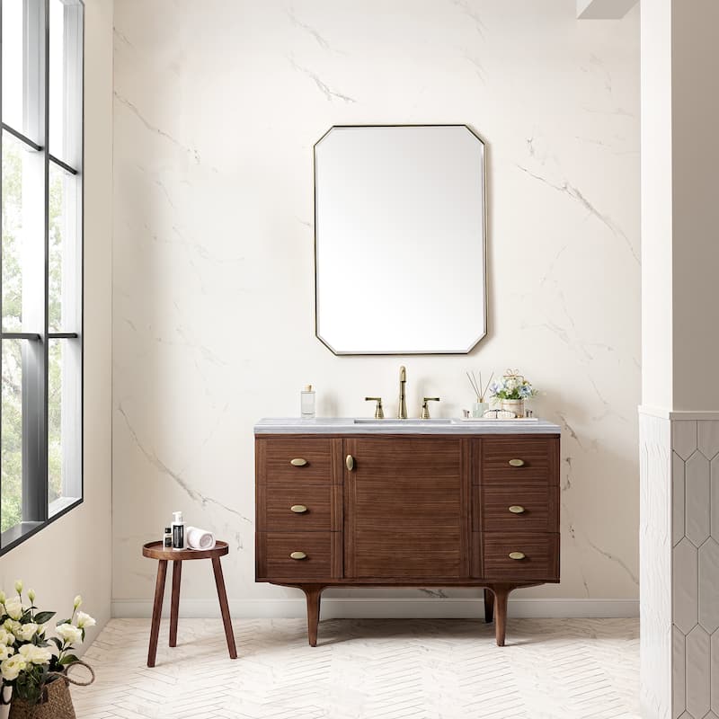 James Martin Vanities Amberly 48" Single Vanity, Mid-Century Walnut