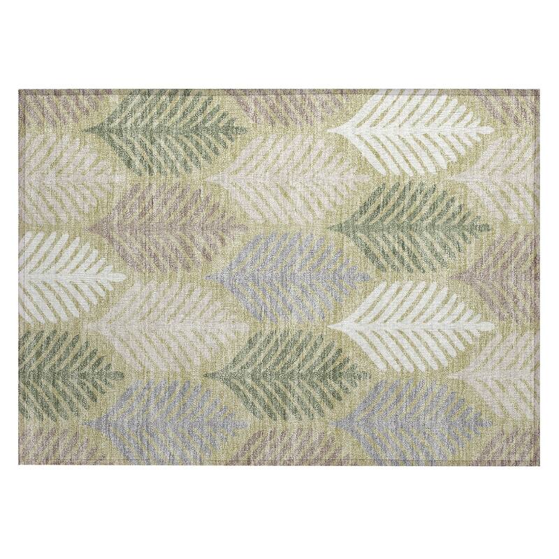 Machine Washable Indoor/ Outdoor Modern Fern Chantille Rug