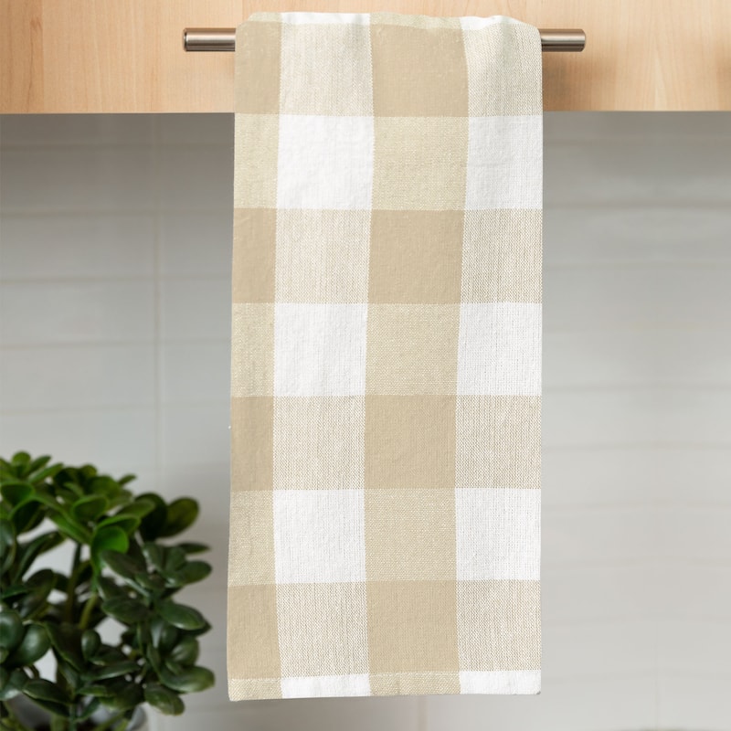 Country Check Kitchen Towel - 18x28 - Set of 12 - TAUPE