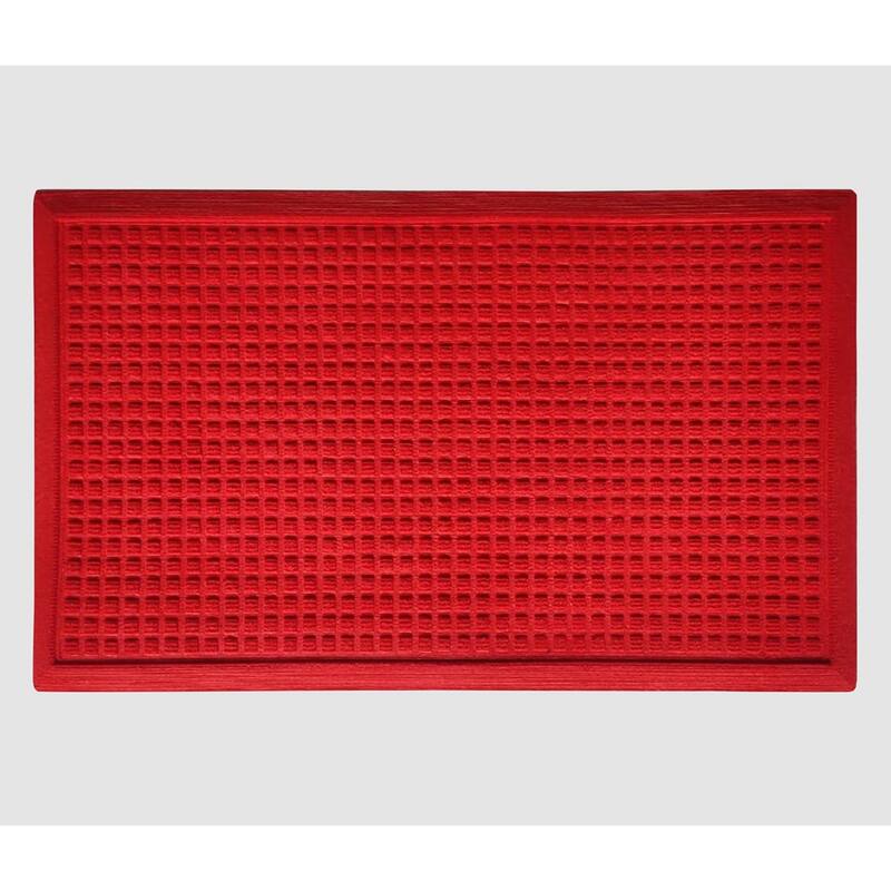 A1HC New All Weather Superior Dirt and Moisture Absorbing Polypropylene Door Mat with Non-Slip Backing for Inside Outside Use - 18"x30" - Red