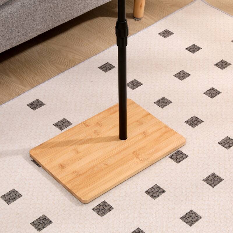 Adjustable Bamboo Sofa Tray Table with Rotating Stand & Storage